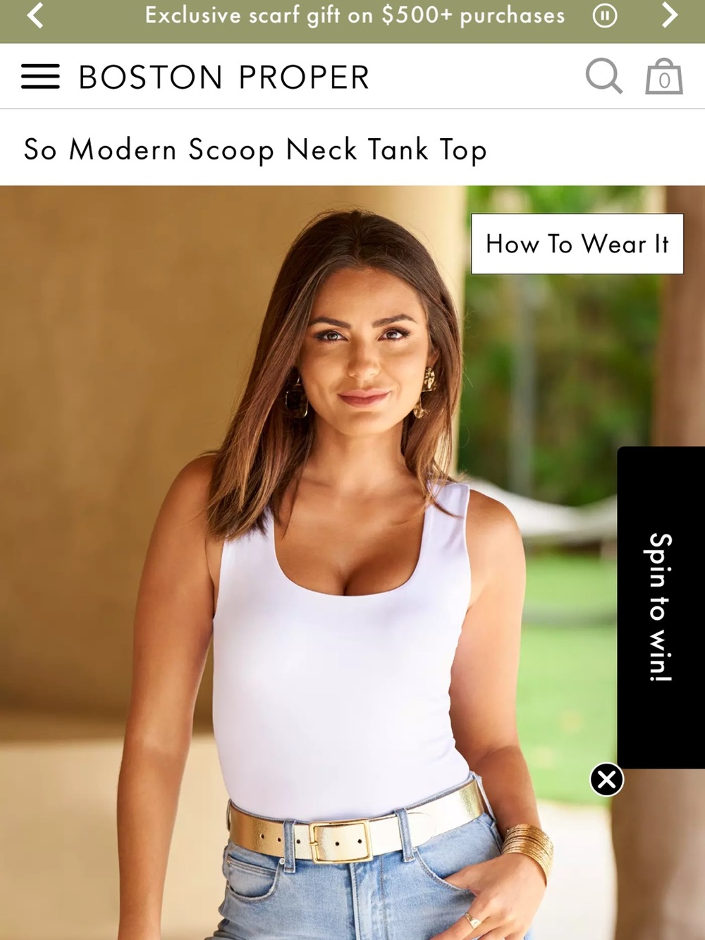 Boston Proper White So Modern Scoop Neck Tank
